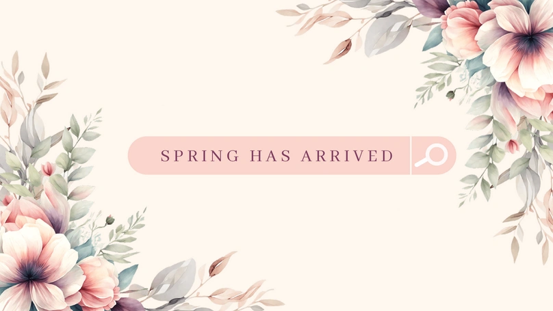 Seasonal greeting banner announcing the arrival of Spring