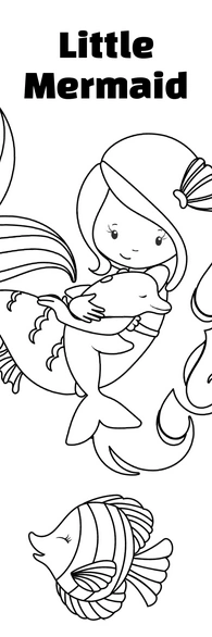 Little mermaid with fish for coloring