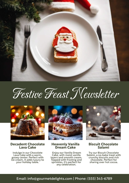 Gourmet Delights\' holiday dessert offerings and festive recipes