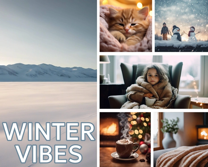 Cozy winter moments and festive scenes capturing the essence of the season