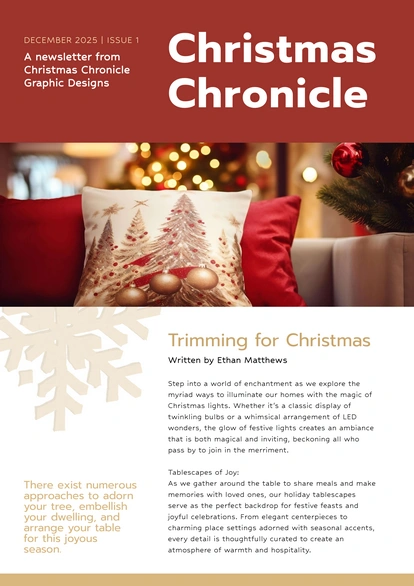 Christmas newsletter featuring trimming for Christmas and festive decor tips