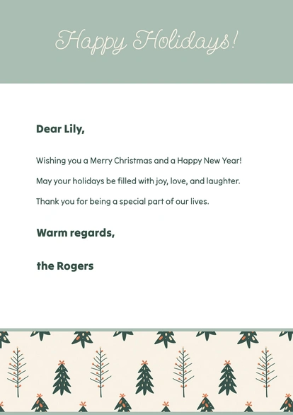 Personalized Christmas letter with festive greetings