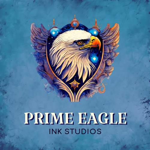 Prime Eagle Ink Studios logo with regal eagle illustration