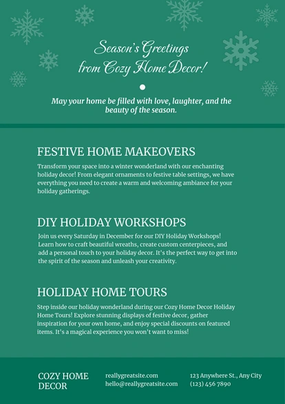 Holiday decor and activities offered by Cozy Home Decor