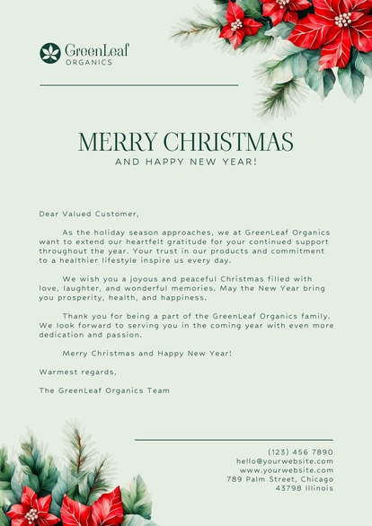 Organic Christmas Letter with Floral Design