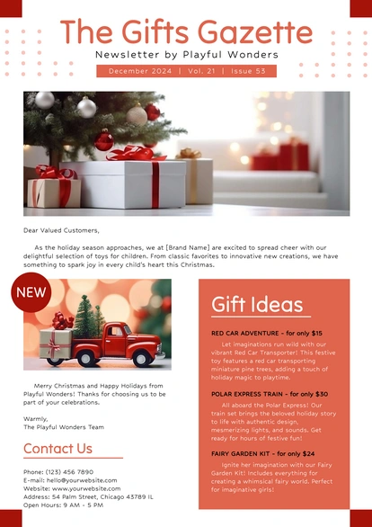 Christmas Newsletter with Gift Ideas and Holiday Cheer