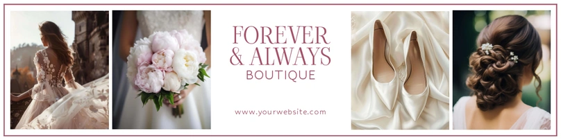 Wedding boutique promotional banner with bridal essentials