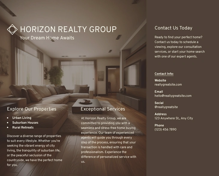 Horizon Realty Group advertising brochure