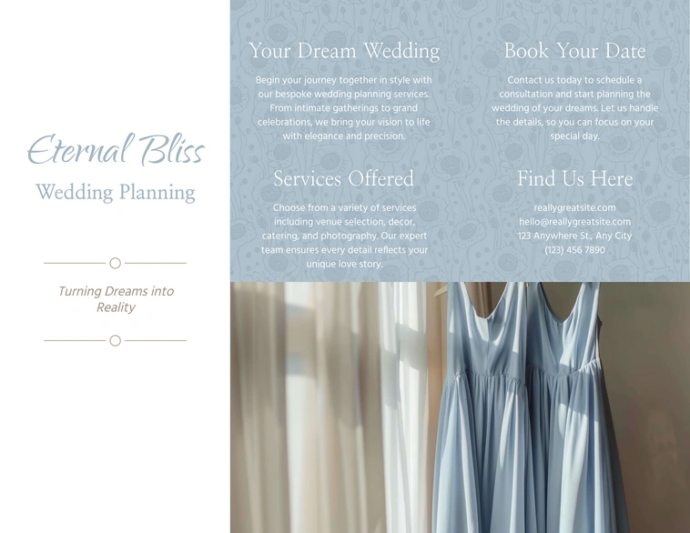 A brochure for Eternal Bliss Wedding Planning services.