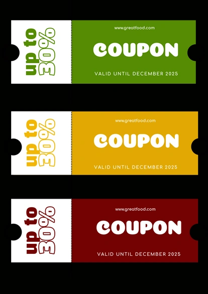 Coupon design for food-related discounts