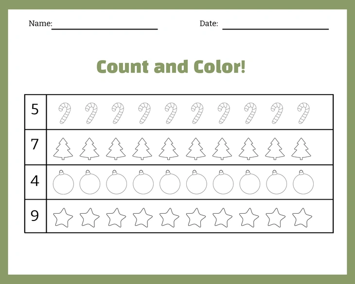 Counting and coloring worksheet