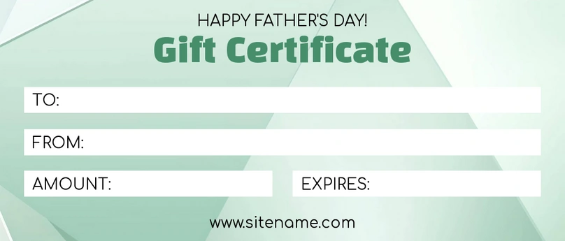 Gift Certificate for Father's Day