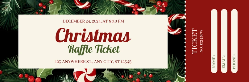 Christmas-themed raffle ticket
