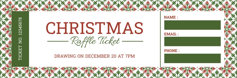 A raffle ticket with Christmas decoration
