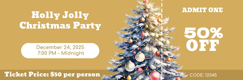 Christmas party ticket with discount offer