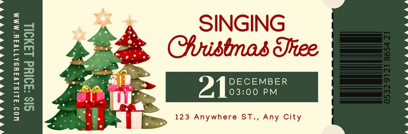 A ticket design for a Christmas singing event