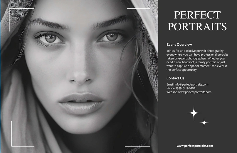 Event advertisement for portrait photography