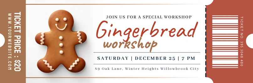 Gingerbread workshop invitation ticket