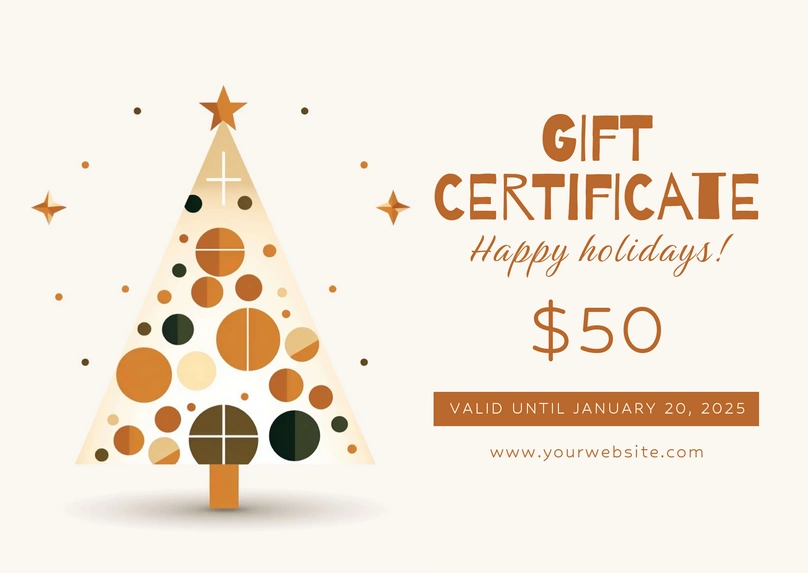 Gift certificate template with a Christmas theme