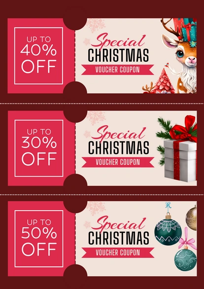 Christmas-themed promotional voucher coupons