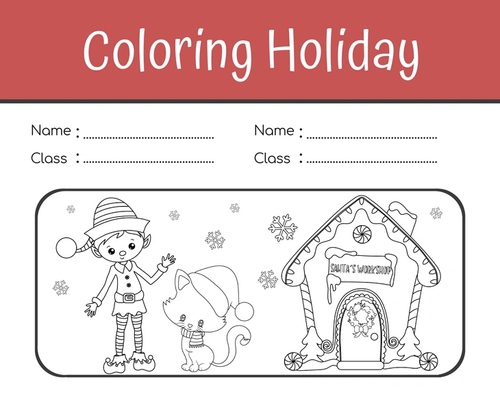 Christmas-themed coloring worksheet