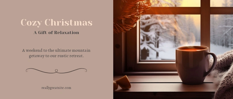 Rustic winter holiday retreat promotional voucher
