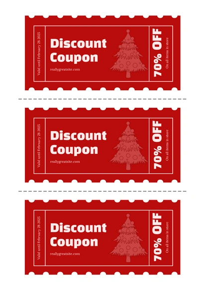 Set of three discount coupons with a holiday theme