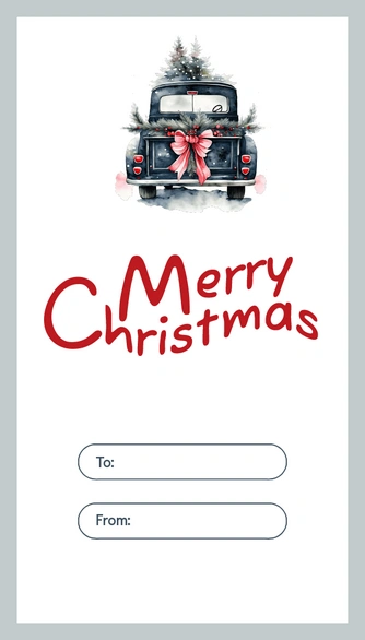 Christmas greeting card featuring a vintage truck