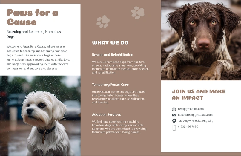 Animal rescue organization brochure