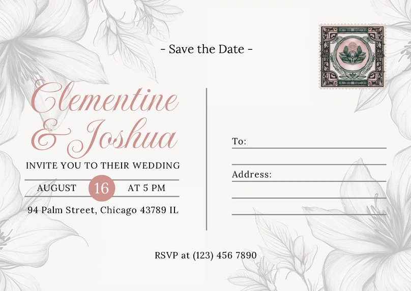 Wedding invitation card for Clementine & Joshua