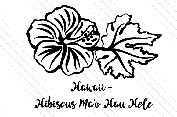 State Flower: Hawaii Hibiscus Ma O Hau Hele State Flowers Fichier de Découpe pour les Loisirs créatifs Par Creative Fabrica Crafts 2