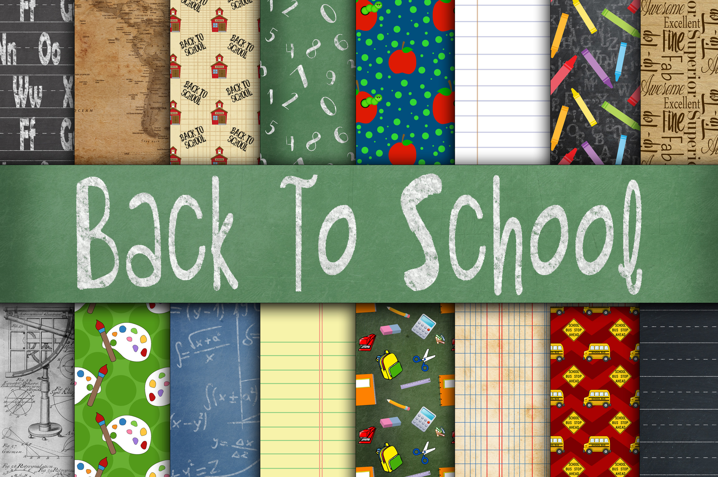 Back to School Digital Paper Textures Graphic Backgrounds By oldmarketdesigns