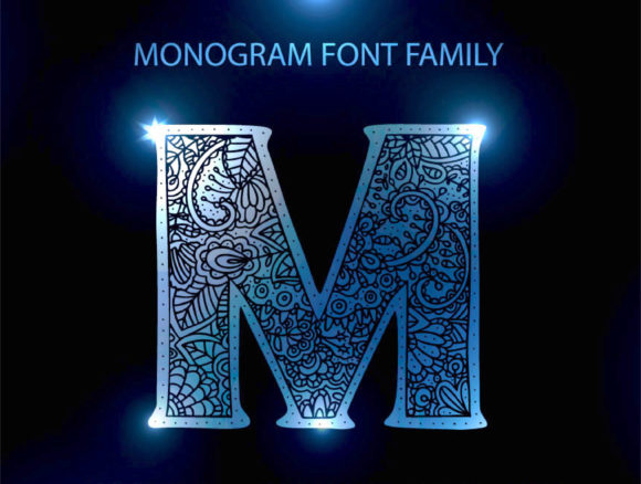 Monogram Font Family Fontes Decorative Fonte Por Red Ink