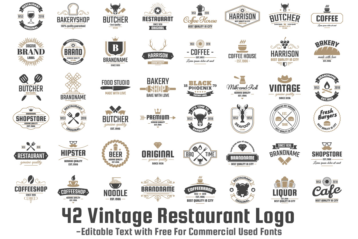 42 Vintage Logo Bundle Grafik Logos Von toonsteb