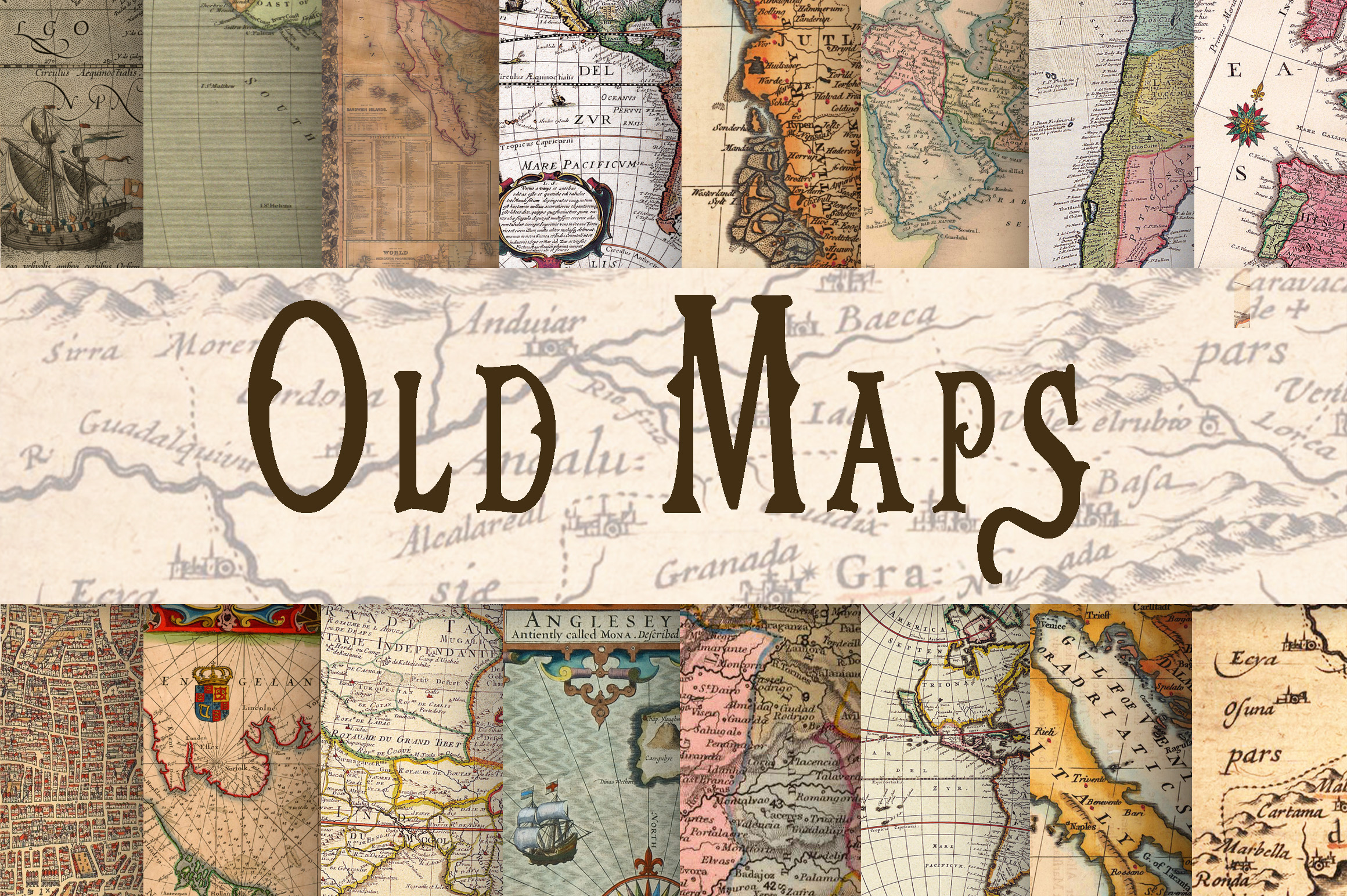 Old Maps Digital Paper Grafika Ilustracje do Druku Przez oldmarketdesigns