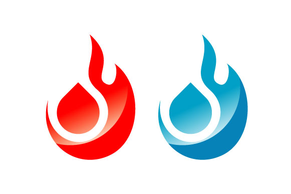 Water and Fire Graphic Icons By harisprawoto