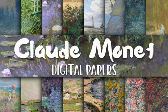Claude Monet Paintings Digital Papers Graphic Arts & Entertainment By oldmarketdesigns