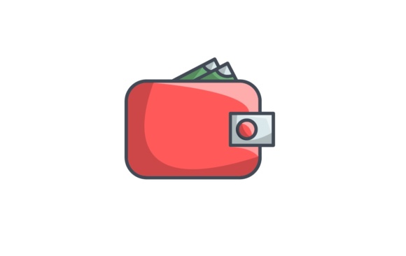 Red Wallet with Money Graphic Icons By Iconika