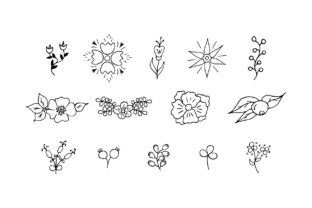110 Hand Drawn Floral Design Elements Graphic Illustrations By Kirill's Workshop 6