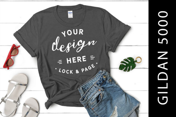 Dark Heather Gildan 5000 Mockup T Shirt Graphic Product Mockups By lockandpage