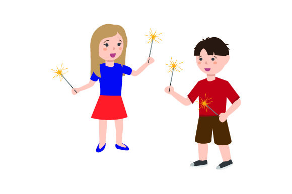 Kids Holding Sparklers Independence Day Craft Cut File By Creative Fabrica Crafts