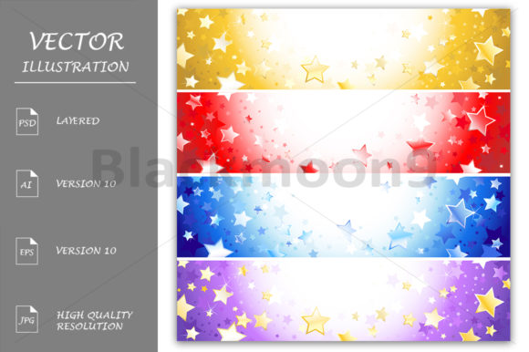 Four Banners with Sparkling Stars Graphic Illustrations By Blackmoon9