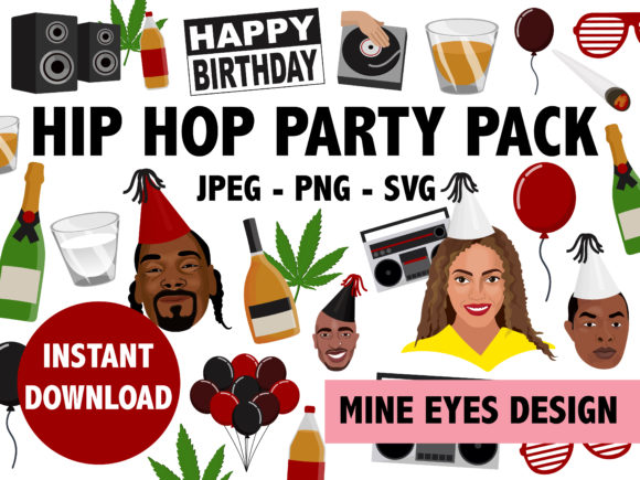 Hip Hop Party Icon Collection Graphic Illustrations By Mine Eyes Design