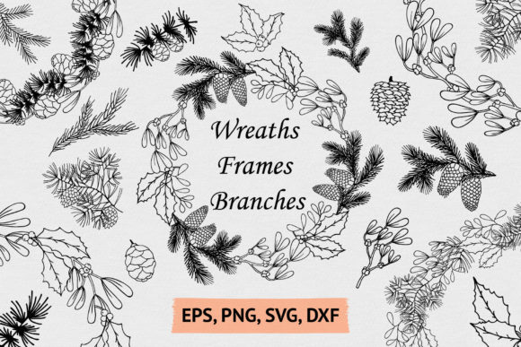 Hand Drawn Wreaths, Frames and Branches Graphic Illustrations By Kirill's Workshop