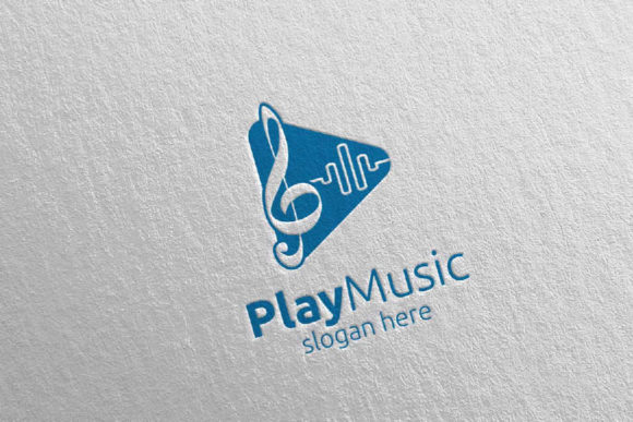 Music Logo with Note and Play Concept 13 Graphic Logos By denayunecf