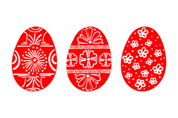 Painted Easter Eggs - Red and White Pasen Craft Cut-bestand Door Creative Fabrica Crafts