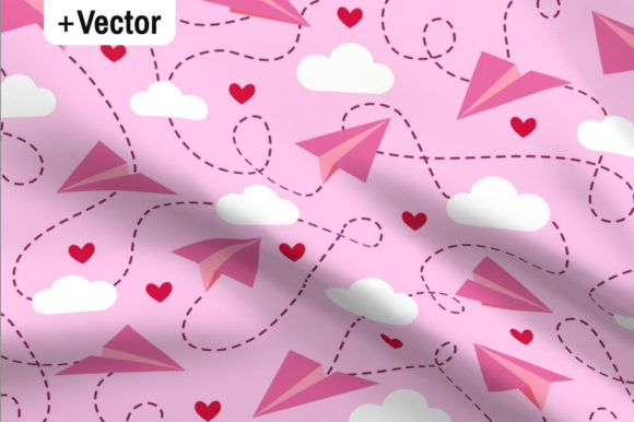 Valentine's Day Paper Planes Pattern Graphic Patterns By Dana Du Design