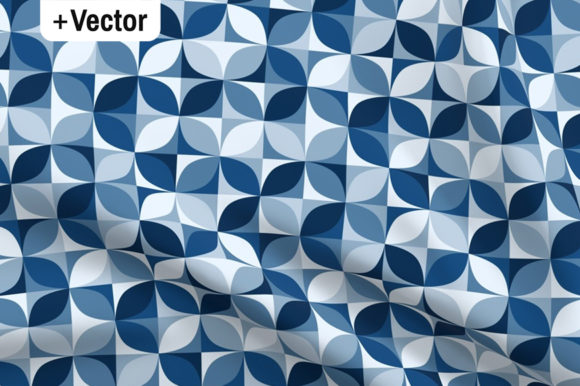 Retro Classic Blue Circles Mosaic Patter Grafika Papierowe Wzory Przez Dana Du Design