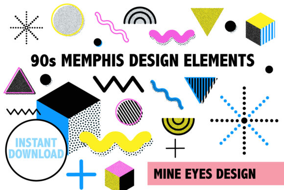 90s Memphis Design Elements Graphic Icons By Mine Eyes Design