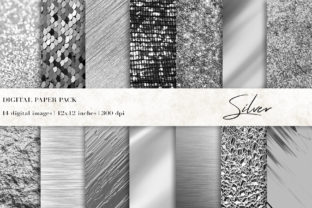 Silver Background, Silver Digital Papers Graphic Textures By BonaDesigns 1